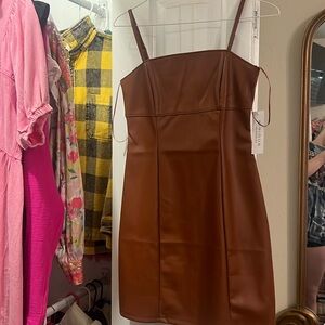Leather mini dress